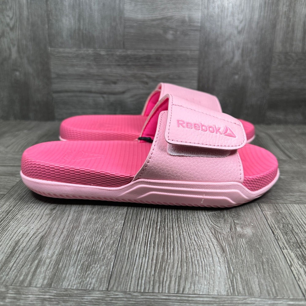 Reebok Slides Kids Size 1 Pink Adjustable Athletic Summer Sandals‎ NEW